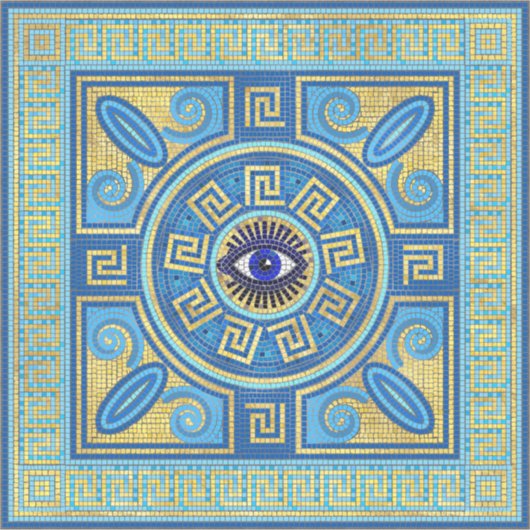 Evil Eye Mosaic Tegel ornament Sticker (Voorkant)