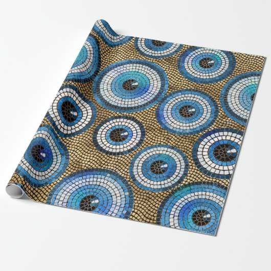 Evil Eye Mosaic Tile Pattern Cadeaupapier (Uitgerold)