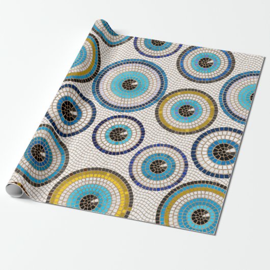 Evil Eye Mosaic Tile Pattern Cadeaupapier (Uitgerold)