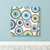 Evil Eye Mosaic Tile Pattern Canvas Afdruk (Insitu (Houten vloer))