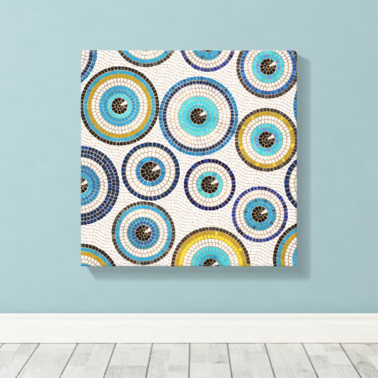 Evil Eye Mosaic Tile Pattern Canvas Afdruk (Insitu (Houten vloer))