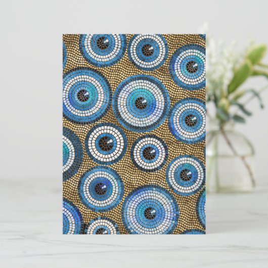 Evil Eye Mosaic Tile Pattern Feestdagenkaart (Staand voorkant)