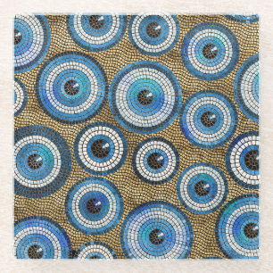 Evil Eye Mosaic Tile Pattern Glazen Onderzetter