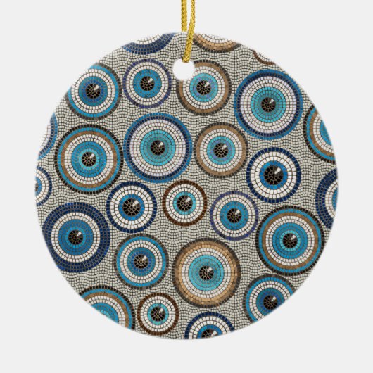 Evil Eye Mosaic Tile Pattern Keramisch Ornament (Voorkant)