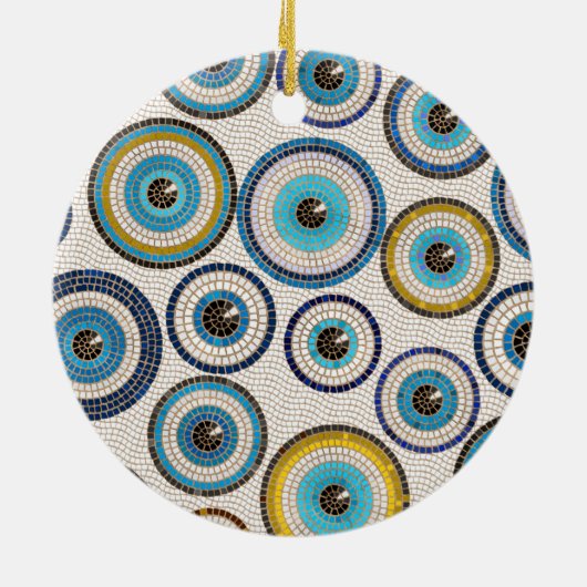 Evil Eye Mosaic Tile Pattern Keramisch Ornament (Achterkant)