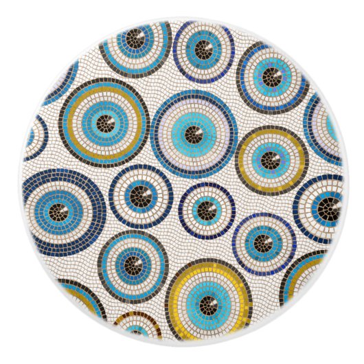 Evil Eye Mosaic Tile Pattern Keramische Knop (Voorkant)