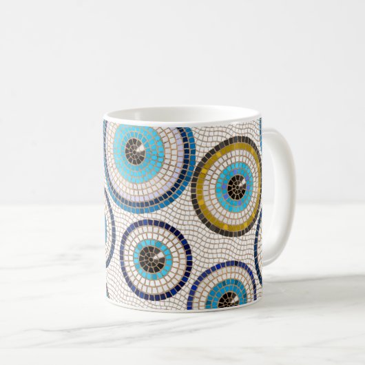 Evil Eye Mosaic Tile Pattern Koffiemok (Voorkant rechts)