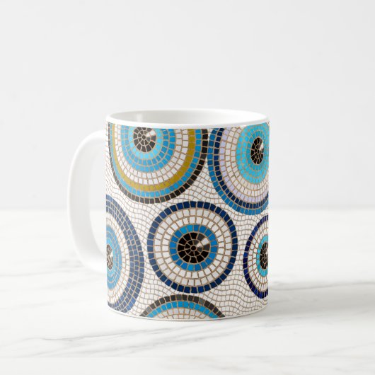 Evil Eye Mosaic Tile Pattern Koffiemok (Voorkant links)