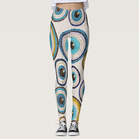 Evil Eye Mosaic Tile Pattern Leggings (Voorkant)