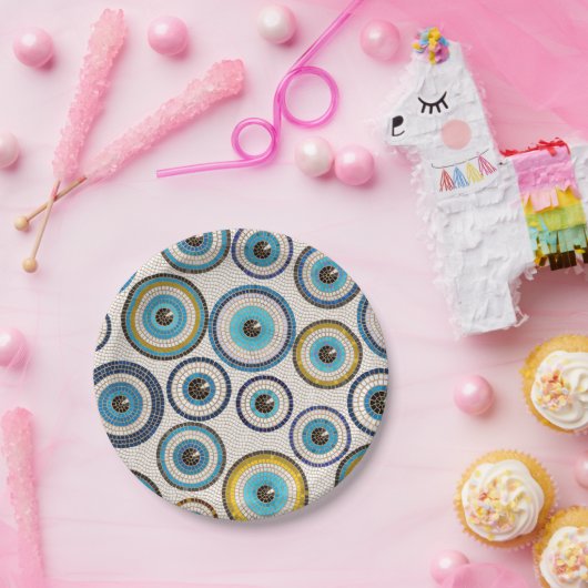 Evil Eye Mosaic Tile Pattern Papieren Bordje (Feest)