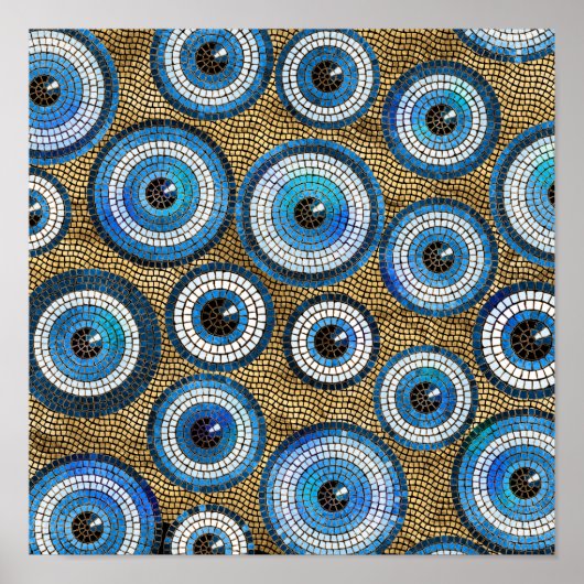 Evil Eye Mosaic Tile Pattern Poster (Voorkant)