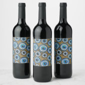 Evil Eye Mosaic Tile Pattern Wijn Etiket (Flessen)