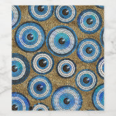 Evil Eye Mosaic Tile Pattern Wijn Etiket (Enkel label)