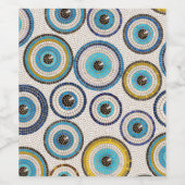 Evil Eye Mosaic Tile Pattern Wijn Etiket (Enkel label)