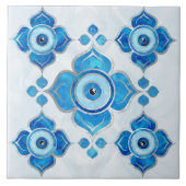 Evil Eye Ornament Blues en Pearl Tegeltje (Voorkant)