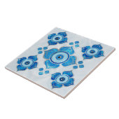 Evil Eye Ornament Blues en Pearl Tegeltje (Zijkant)