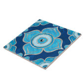 Evil Eye Ornament Blues en Pearl Tegeltje (Zijkant)