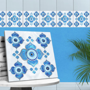 Evil Eye Ornament Blues en Pearl Tegeltje