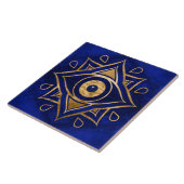 Evil Eye Ornament Goud en Blauw Marmer Tegeltje (Zijkant)