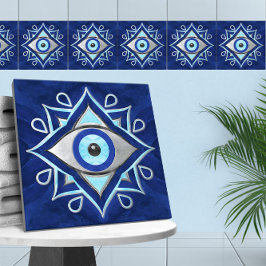 Evil Eye Ornament marmeren texturen Tegeltje