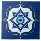 Evil Eye Ornament Marokkaanse Quatrefoil Tegeltje (Voorkant)
