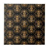 Evil Eye Ornament Pattern - Black and Gold Tegeltje (Voorkant)