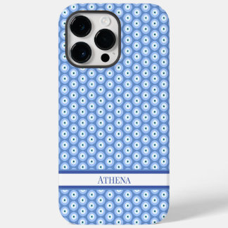 Evil Eye Patroon Zachte Blauwe Naam Griekse Amulet iPhone 14 Pro Max Hoesje
