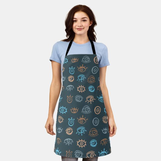 Evil Eye Pattern Apron Schort (Gedragen)