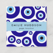 Evil Eye Pattern, Greek Eye, Nazar, Yoga Teacher Vierkante Visitekaartje (Voorkant)