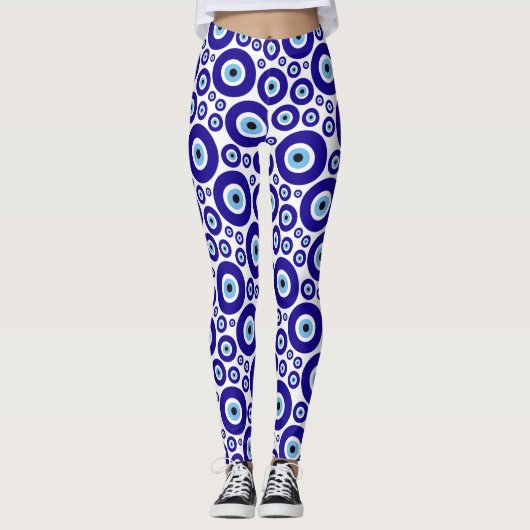 Evil Eye Pattern, Greek Eye, Turkish Eye, Nazar Leggings (Voorkant)