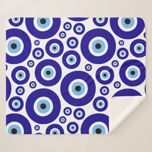 Evil Eye Pattern, Greek Eye, Turkish Eye, Nazar Sherpa Deken (Voorkant (horizontaal))