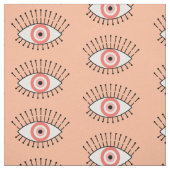 Evil Eye Pattern in koraal roze en wit Stof (Swatch)