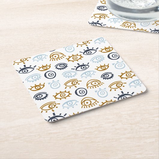 Evil Eye Pattern Kartonnen Onderzetters (Schuin)