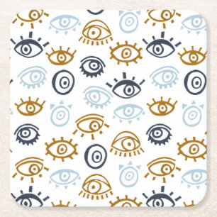 Evil Eye Pattern Kartonnen Onderzetters