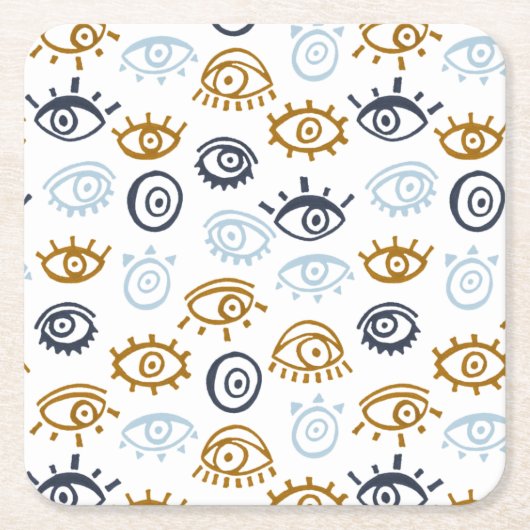 Evil Eye Pattern Kartonnen Onderzetters (Voorkant)