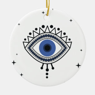 Evil eye protection etnische toneelschrijver blauw keramisch ornament