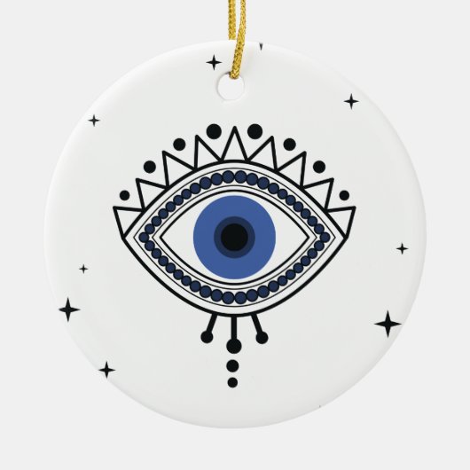 Evil eye protection etnische toneelschrijver blauw keramisch ornament (Voorkant)