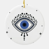 Evil eye protection etnische toneelschrijver blauw keramisch ornament (Achterkant)