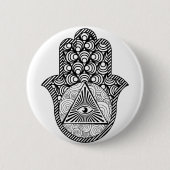 Evil Eye Protection Hamsa Ronde Button 5,7 Cm (Voorkant)
