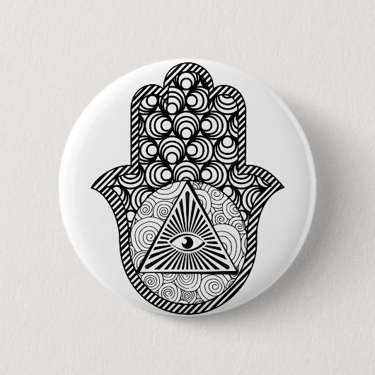 Evil Eye Protection Hamsa Ronde Button 5,7 Cm (Voorkant)