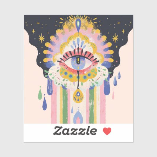 Evil Eye Rainbow Drip Protection Charm Sticker (Vel)