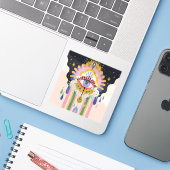Evil Eye Rainbow Drip Protection Charm Sticker (Laptop met iPhone)