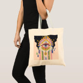 Evil Eye Rainbow Drip Protection Charm Tote Bag (Voorkant (product))