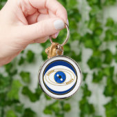 Evil Eye Silver Round Sleutelhanger (Hand)