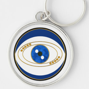 Evil Eye Silver Round Sleutelhanger