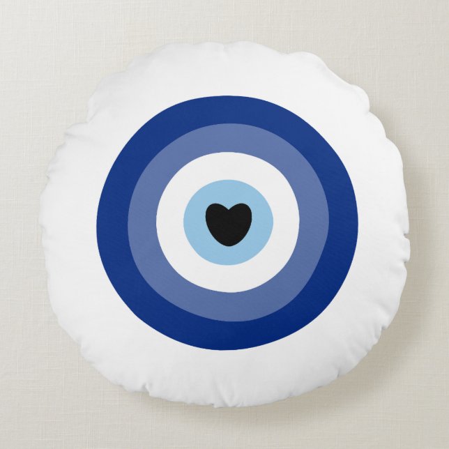 Evil Eye Symbol Protection Rond Kussen (Voorkant)