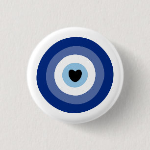 Evil Eye Symbol Protection Ronde Button 3,2 Cm