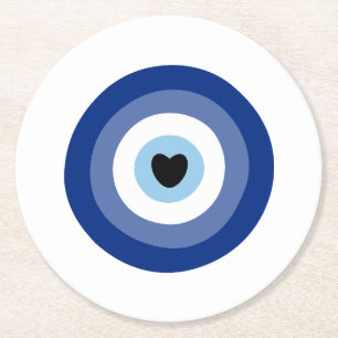 Evil Eye Symbol Protection Ronde Kartonnen Onderzetter