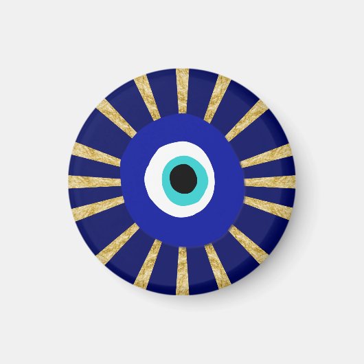 Evil Eye Symbool op Gold Sunburst Magneet (Voorkant)