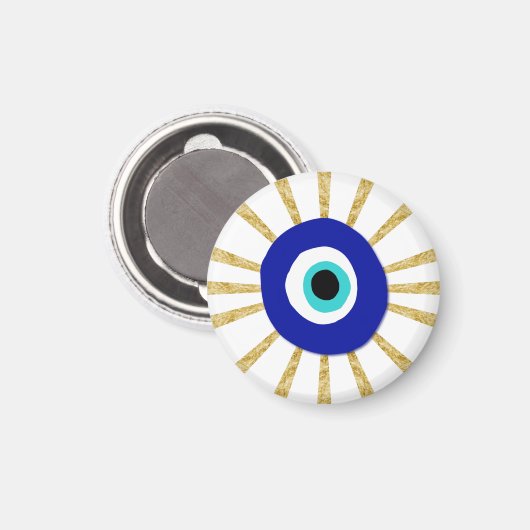 Evil Eye Symbool op Gold Sunburst Magneet (Voorkant / Achterkant)